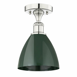 Plymouth Dome - 1 Light Semi-Flush Mount In Industrial Style-11.25 Inches Tall and 7.5 Inches Wide