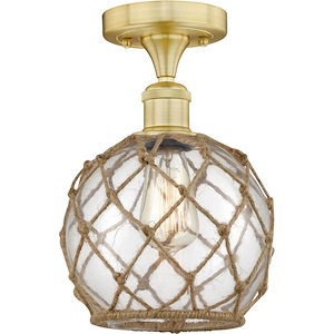 Farmhouse Rope - 1 Light Semi-Flush Mount-12 Inch Tall and 8 Inch Wide - 1428404