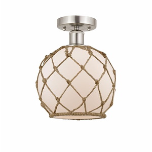 Farmhouse Rope - 1 Light Semi-Flush Mount In Industrial Style-10.75 Inches Tall and 8 Inches Wide