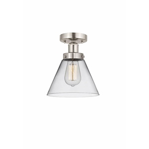 Cone - 1 Light Semi-Flush Mount In Industrial Style-9.75 Inches Tall and 7.75 Inches Wide - 1289702