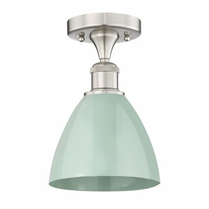 Plymouth Dome - 1 Light Semi-Flush Mount In Industrial Style-11.25 Inches Tall and 7.5 Inches Wide