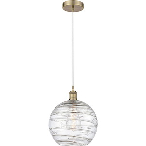 Athens Deco Swirl - 1 Light Cord Down Mini Pendant-11.63 Inch Tall and 10 Inch Wide - 1289720