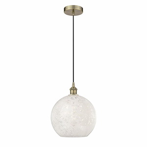 White Mouchette - 1 Light Cord Hung Pendant In Modern Style-13.5 Inches Tall and 12 Inches Wide - 1330244