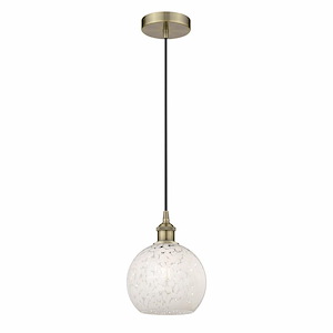 White Mouchette - 1 Light Cord Hung Mini Pendant In Modern Style-10 Inches Tall and 8 Inches Wide