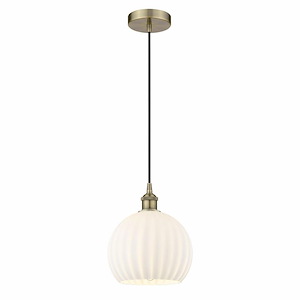White Venetian - 1 Light Cord Hung Mini Pendant In Modern Style-11.75 Inches Tall and 10 Inches Wide - 1330255