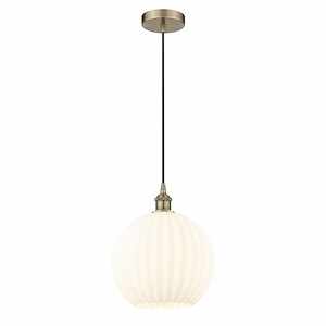 White Venetian - 1 Light Cord Hung Pendant In Modern Style-13.5 Inches Tall and 12 Inches Wide - 1330258