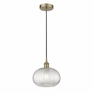 Ithaca - 1 Light Cord Hung Mini Pendant In Industrial Style-9.5 Inches Tall and 10 Inches Wide - 1330256