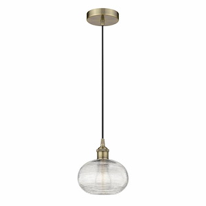 Ithaca - 1 Light Cord Hung Mini Pendant In Industrial Style-8.25 Inches Tall and 8 Inches Wide - 1330245