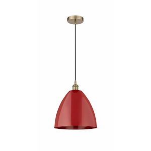 Plymouth Dome - 1 Light Cord Hung Mini Pendant In Industrial Style-14.75 Inches Tall and 12 Inches Wide