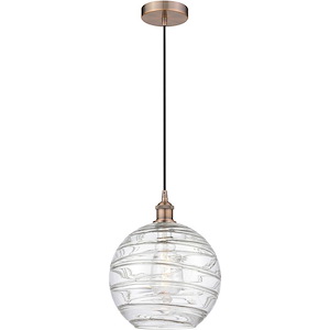 Athens Deco Swirl - 1 Light Cord Down Mini Pendant-13.38 Inch Tall and 12 Inch Wide - 1289718