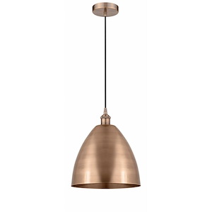 Edison Dome - 1 Light Cord Hung Mini Pendant In Industrial Style-14.75 Inches Tall and 12 Inches Wide