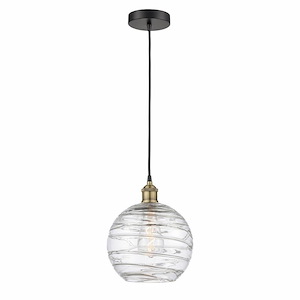 Athens Deco Swirl - 1 Light Cord Hung Mini Pendant In Modern Style-12.75 Inches Tall and 10 Inches Wide