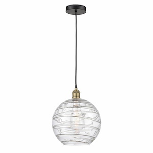 Athens Deco Swirl - 1 Light Cord Hung Mini Pendant In Modern Style-14.75 Inches Tall and 12 Inches Wide