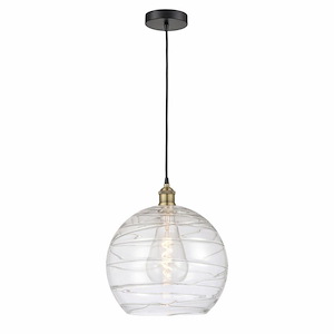 Athens Deco Swirl - 1 Light Cord Hung Pendant In Modern Style-15.88 Inches Tall and 13.75 Inches Wide
