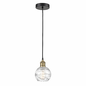 Athens Deco Swirl - 1 Light Cord Hung Mini Pendant In Modern Style-8.75 Inches Tall and 6 Inches Wide