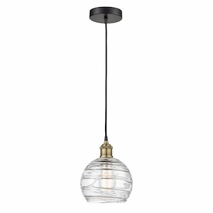 Athens Deco Swirl - 1 Light Cord Hung Mini Pendant In Modern Style-10.75 Inches Tall and 8 Inches Wide - 1311275