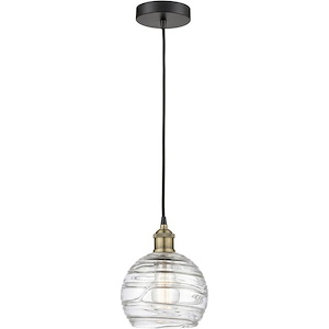 Athens Deco Swirl - 1 Light Cord Mini Pendant-9.88 Inch Tall and 8 Inch Wide - 1289762