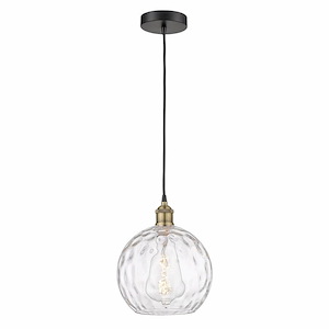 Athens Water Glass - 1 Light Cord Hung Mini Pendant In Modern Style-12.75 Inches Tall and 10 Inches Wide - 1311276