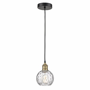 Athens Water Glass - 1 Light Cord Hung Mini Pendant In Modern Style-8.75 Inches Tall and 6 Inches Wide