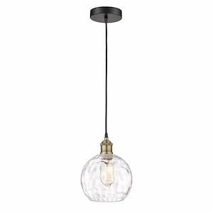 Athens Water Glass - 1 Light Cord Hung Mini Pendant In Modern Style-10.75 Inches Tall and 8 Inches Wide