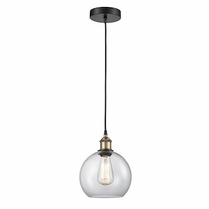 Athens - 1 Light Cord Hung Mini Pendant In Industrial Style-10.75 Inches Tall and 8 Inches Wide