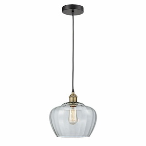 Fenton - 1 Light Cord Hung Mini Pendant In Modern Style-11.5 Inches Tall and 11 Inches Wide