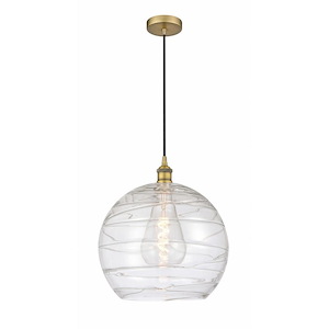 Athens Deco Swirl - 1 Light Pendant In Industrial Style-15.88 Inches Tall and 13 Inches Wide