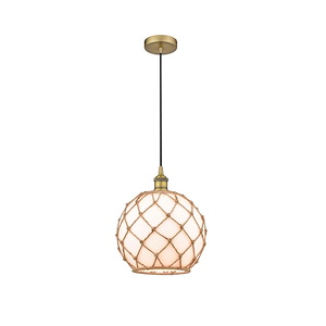 Farmhouse Rope - 1 Light Mini Pendant In Industrial Style-12.75 Inches Tall and 10 Inches Wide