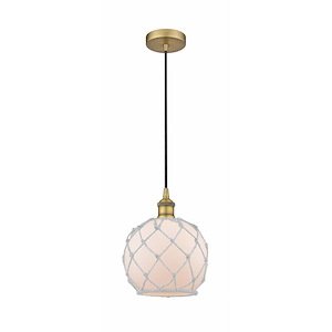 Farmhouse Rope - 1 Light Cord Hung Mini Pendant In Industrial Style-10.75 Inches Tall and 8 Inches Wide