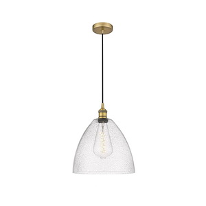 Edison Dome - 1 Light Cord Hung Mini Pendant In Industrial Style-13.75 Inches Tall and 12 Inches Wide