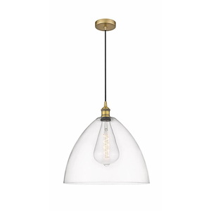 Edison Dome - 1 Light Cord Hung Pendant In Industrial Style-17.75 Inches Tall and 16 Inches Wide