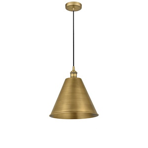Edison Cone - 1 Light Cord Hung Mini Pendant In Industrial Style-14.75 Inches Tall and 12 Inches Wide