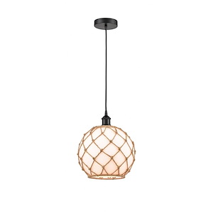 Farmhouse Rope - 1 Light Mini Pendant In Industrial Style-12.75 Inches Tall and 10 Inches Wide