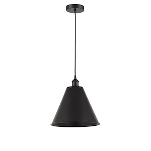 Edison Cone - 1 Light Cord Hung Mini Pendant In Industrial Style-14.75 Inches Tall and 12 Inches Wide - 1289780