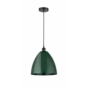 Plymouth Dome - 1 Light Cord Hung Mini Pendant In Industrial Style-14.75 Inches Tall and 12 Inches Wide - 1289781
