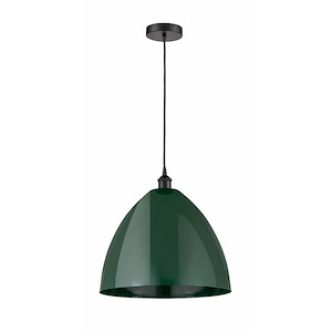Plymouth Dome - 1 Light Cord Hung Mini Pendant In Industrial Style-18.75 Inches Tall and 16 Inches Wide - 1289768