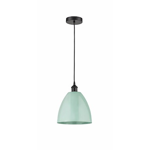Plymouth Dome - 1 Light Cord Hung Mini Pendant In Industrial Style-12.88 Inches Tall and 9 Inches Wide
