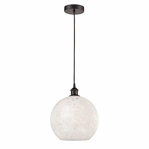 White Mouchette - 1 Light Cord Hung Pendant In Modern Style-13.5 Inches Tall and 12 Inches Wide