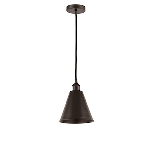 Edison Cone - 1 Light Cord Hung Mini Pendant In Industrial Style-11.75 Inches Tall and 8 Inches Wide