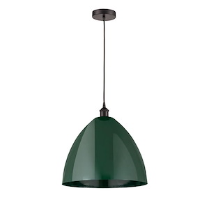 Plymouth Dome - 1 Light Cord Hung Mini Pendant In Industrial Style-18.75 Inches Tall and 16 Inches Wide