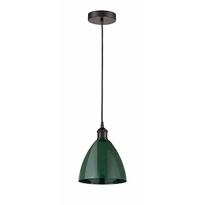 Plymouth Dome - 1 Light Cord Hung Mini Pendant In Industrial Style-11.25 Inches Tall and 7.5 Inches Wide - 1289785