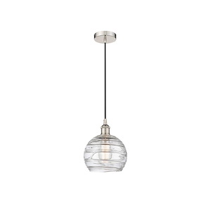 Athens Deco Swirl - 1 Light Mini Pendant In Industrial Style-10.75 Inches Tall and 8 Inches Wide
