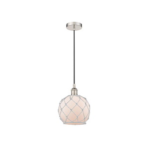 Farmhouse Rope - 1 Light Cord Hung Mini Pendant In Industrial Style-10.75 Inches Tall and 8 Inches Wide