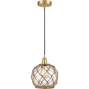 Farmhouse Rope - 100W 1 LED Cord Down Mini Pendant-10 Inch Tall and 8 Inch Wide - 1428406