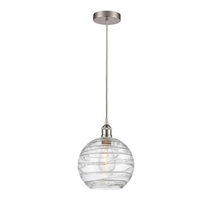 Athens Deco Swirl - 1 Light Mini Pendant In Industrial Style-12.75 Inches Tall and 10 Inches Wide