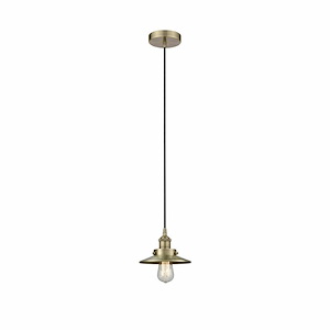 Railroad - 1 Light Cord Hung Mini Pendant In Modern Style-5.75 Inches Tall and 8 Inches Wide