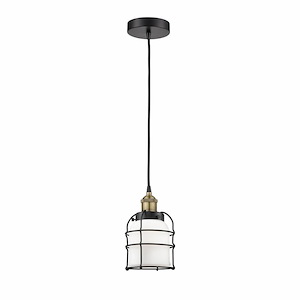 Bell Cage - 1 Light Cord Hung Mini Pendant In Modern Style-10 Inches Tall and 6 Inches Wide