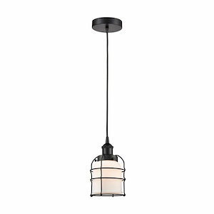 Bell Cage - 1 Light Cord Hung Mini Pendant In Modern Style-10 Inches Tall and 6 Inches Wide