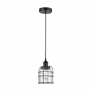 Bell Cage - 1 Light Cord Hung Mini Pendant In Modern Style-10 Inches Tall and 6 Inches Wide - 1311299