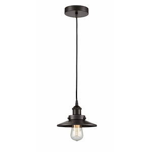 Railroad - 1 Light Cord Hung Mini Pendant In Modern Style-5.75 Inches Tall and 8 Inches Wide - 1289788